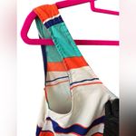 Black Bead  Mint & Orange Striped Bow Back Sleeveless Dress Womens Large Photo 5