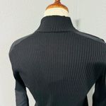 ZARA Women Black Combination Turtleneck Long Sleeves Rib Tonal Appliqué Top Sz L Photo 13