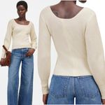 Madewell NEW  SoftWool Square-Neck Pullover Sweater Medium Cashmere Blend Cream Photo 2
