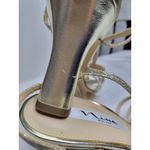 Nina leather sole Gold rhinestone Strappy cocktail party heels pumps size 9 Photo 10