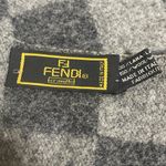 Fendi Checkered Wool Scarf with Fringe Photo 3