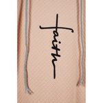 FAITH Women Medium Pink Gray Double Hooded Raglan Sleeve Cotton Blend Sweatshirt Photo 2