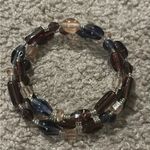 Women’s‎ vintage pink/purple/silver beaded gemstone boho wire bracelet one size Silver Photo 0