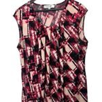 Jones Studio  Separates Pink & Black Sleeveless Pleated Chest Blouse Women's 2X Photo 3