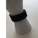 Vintage Faceted Black Gold 3 Beaded Strand Bracelet Unbranded Luxury Sz 7” Photo 6