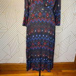 & Other Stories & Other Stories Dress Faux Wrap Midi Maxi Geometric Print Black Blue Red Size 4‎ Photo 4