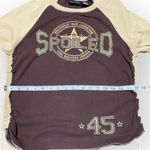 No Boundaries Y2K Spoiled Brown Tan Ruched Side Top Juniors Sz L 11/13 Vintage 2000s Photo 4