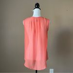 BCBGMAXAZRIA | Coral Sheer Accordion Pleated Ruffle Sleeveless Blouse Sz S Photo 4