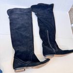 ZARA  Black Suede Leather Over The Knee Boots Women’s 8 Fall Tall Boho Classic Photo 4