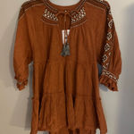 Free People  Terracotta Embroidered Tunic Photo 0