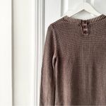 Tyler Boe Tan Light Brown Ribbed Button Back Neck Crewneck Casual Sweater Small Photo 7