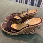 Guess #165   Women's Brown and Ratan Wedge Sandals Photo 3