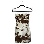 Miaou Dress Women XS Brown White Cow Print Strapless Lotte Mini Sheath Sexy‎ Photo 2