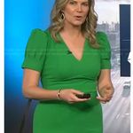 DKNY Womens Sheath Scuba Crepe Green Dress Size 14 Photo 4