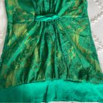 Bebe Y2K  Lace Halter Top Green Silk 90s Slinky Rave Mermaid Vintage Party XXS Photo 2