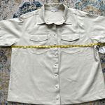 Good American Resort Faux Leather Short Sleeve Button-Up Shirt Bone Women’s 2X Photo 5