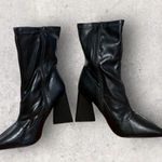 Forever 21 Women's Size 11 Black Stretch Faux Leather Ankle Boots Side Zip Photo 3