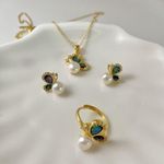 Boutique Real Freshwater pearl Necklace , Ring, and Earring set Butterfly Jewelry Set Photo 4