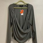 Cider  Gray Ruched Long Sleeve Faux Wrap Top Sz 2XL NWT Photo 0