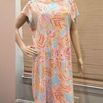 Lilly Pulitzer  Colorful Abstract Fish Print Dress. Boat Neck. Photo 0