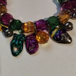 Mardi Gras Themed Silver Tone Beaded Fat Tuesday Stretch Charm Bracelet Green Photo 1