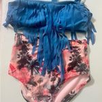 TEAL fringe bikini top only Blue Size L Photo 2