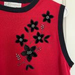 Dress Barn EUC |  women’s red black floral beaded‎ sweater vest — petite medium Photo 1