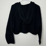 Urban Outfitters  Fleece Hoodie Size XS Oversized Cropped Sherpa Teddy Black Fall Photo 5