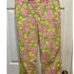 Lilly Pulitzer Vintage Lily Pulitzer White Label Cropped Pants Lions Women’s Size 10 Pink Green Photo 0