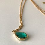 Gold Toned Necklace Set, Star Dangle And Emerald Pendant Necklaces Photo 9