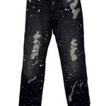 ZARA The Bleached Mid Rise Slim Straight Leg Denim Jean 6 Black White #3924 Photo 1