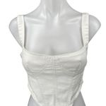 ZARA  White Denim Sleeveless Square Neck Corset Bandeau Bustier Crop Tank Top S Photo 0