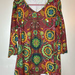 Email Colorful greens browns Floral Women's Tunic Top Red Size undefined Photo 0