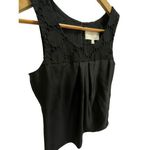 7 For All Mankind  Black Causal Blouse Sleeveless Top 100% Silk w/ Eyelet Pattern‎ Photo 3