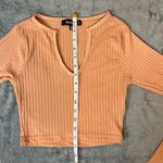 Missguided  Pink Coral Ribbed V-neck Long Sleeves Crop Top Coquette Size 6 Photo 6