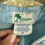 Vintage Blue Button Down Shirt with White butterfly Embroidery small euc Photo 8