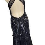 Melanie Lyne Dress SMALL Black Sequin Crisscross Open Back V Photo 4