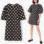 Kate Spade Apple Toss Taxi Dress Black White Puff Sleeve Mini Shift Size 00 Photo 1