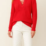 Ralph Lauren Lauren ‎ Lace Up Pullover Knit Long Sleeve Sweater Size Large Photo 0