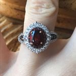 Natural Red Garnet Sterling Silver Ring Size 7 Photo 0