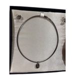 Silver necklace and studded earrings mystic quartz set never worn but tarnished Photo 1