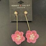 Romeo + Juliet Couture New Romeo & Juliet Pink Gold and clear Flower drop earrings Gold Stud Photo 0