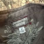 Johnny Was  Women's Oleander Gray Embroidered Crane Linen Utility Jacket Safari M Photo 6