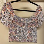 Japna  Blue and Pink Puff Sleeve Crop Blouse Photo 6