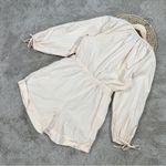 J.Crew Women’s Cotton Poplin Tie-Sleeve Button Front Romper in Palest Peach M Photo 7