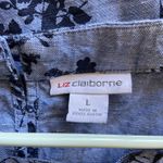 Liz Claiborne Blue Linen Blend Floral Flower Tank Top Shirt Blouse Womens Large Photo 3