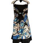 Trisesci Juniors Dress Size 13 Blue Strapless Paisley Satin Taffeta Halter Strap Photo 5