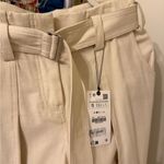 ZARA  Cream Pants with Belt new with tags Photo 1