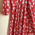 ZARA  Red Floral Daisy Print Midi Dress Red White size S Photo 8