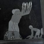 Roberto Vascon Black Embossed Egyptian Design Shoulder Bag Photo 8